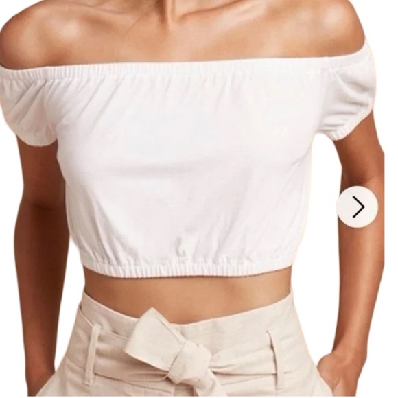 Aritzia Wilfred Adelisa Off-Shoulder White Crop Top | Size Small | NWT - Picture 1 of 8